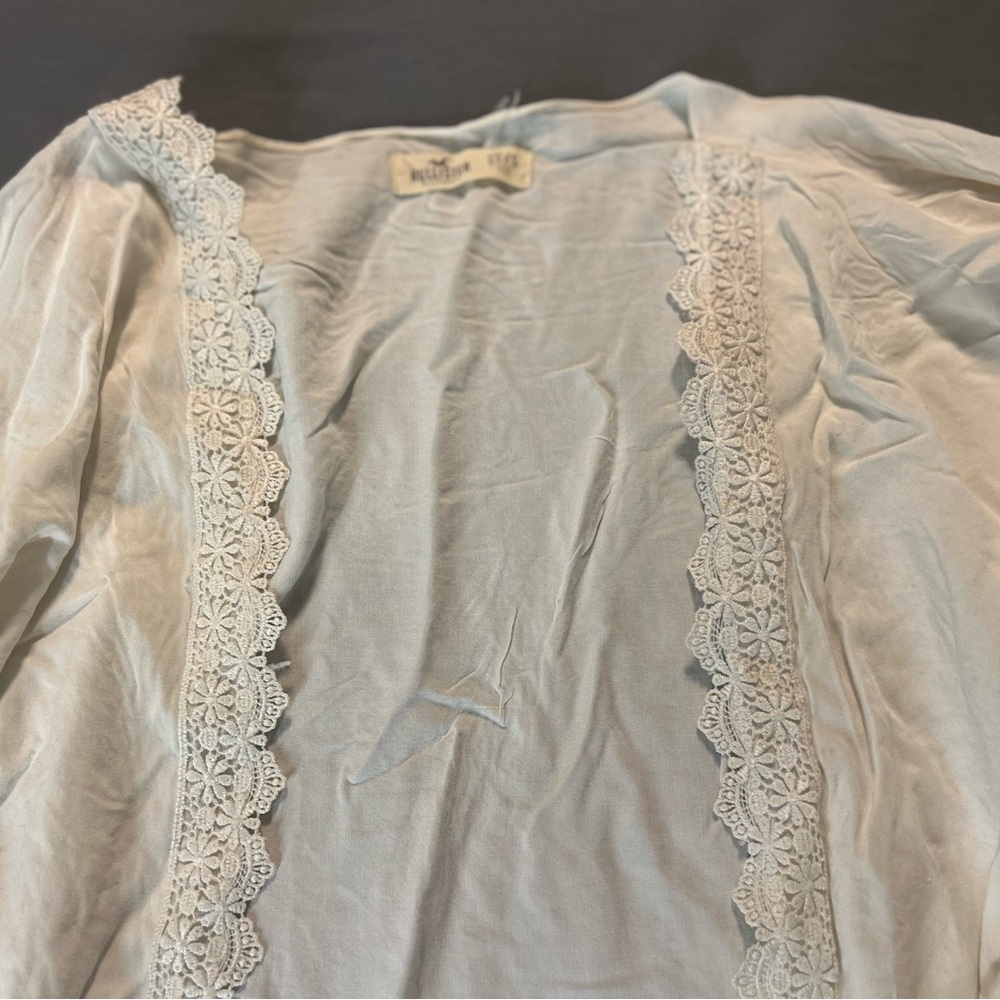 Hollister Light Blue Lace Trim Top